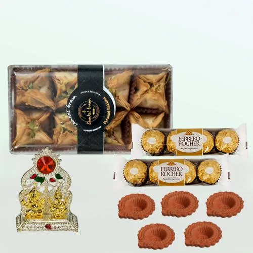 Ideal Diwali Gift of Pyramid Baklawa with Rocher n Religious Mandap