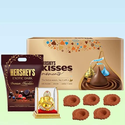 Ideal Diwali Gift of Hersheys Chocolates with Vighnesh Idol