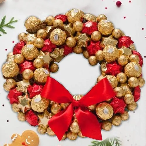Incredible Xmas Wreath of Handmade Chocolates  N  Ferrero Rocher