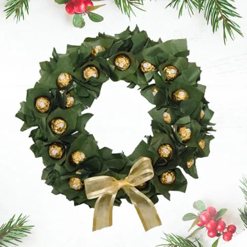Beautiful Wreath of Crunchy Handmade Chocolates on Christmas