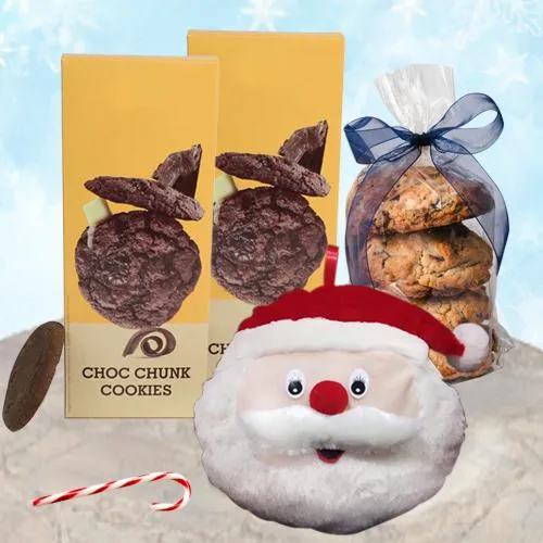 Exciting Xmas Cookie Assortment with Santa Cushion