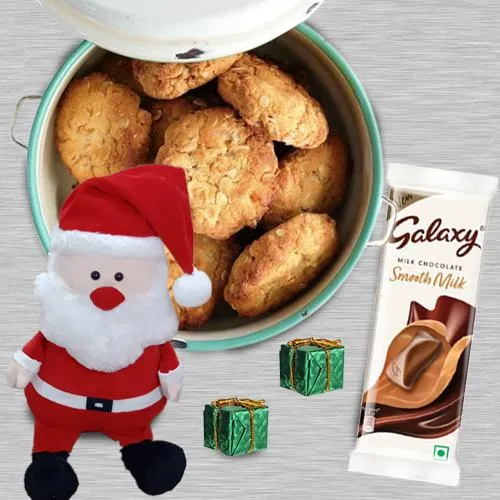 Ravishing Xmas Cookie n Choco Treat with Sitting Santa