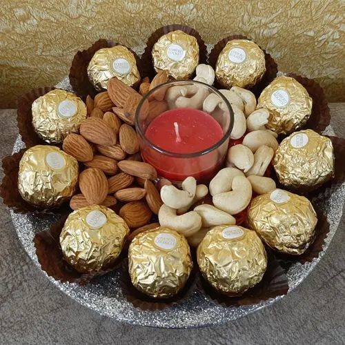 Captivating Gift of Ferrero Rocher with Dry Fruits n Aroma Candles