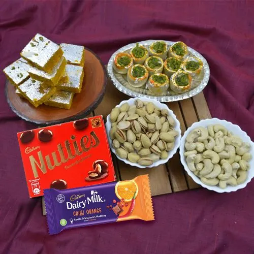 Magnificent Gift of Haldiram Sweets, Cadbury Chocolates n Dry Fruits