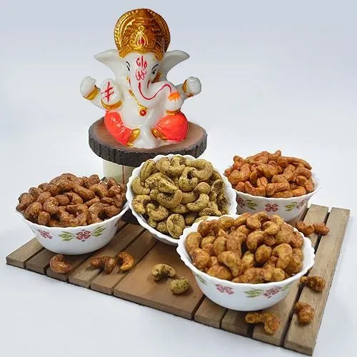 Exclusive Marble Ganesha n Flavored Cashews Gift Combo