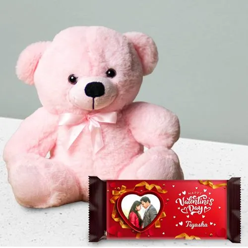 Exclusive Personalized Choco Wrapper with Chocolate with Teddy for Valentine