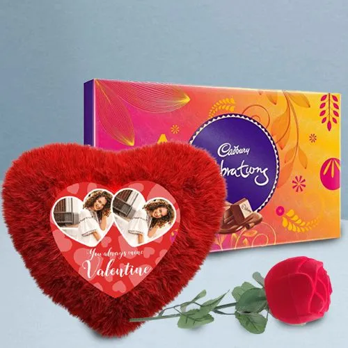 Excellent Heart Cushion with Proposes Rose n Ring with Cadbury Celebrations