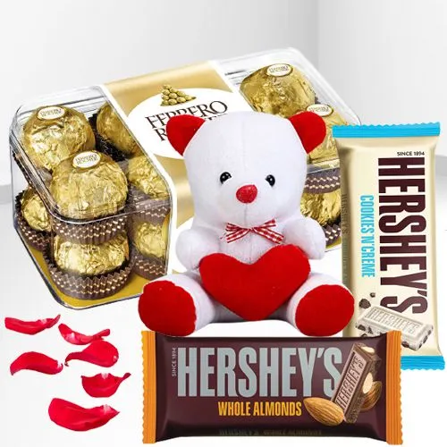 Valentine Teddy, Ferrero Rocher  N  Hersheys Chocolates Treat