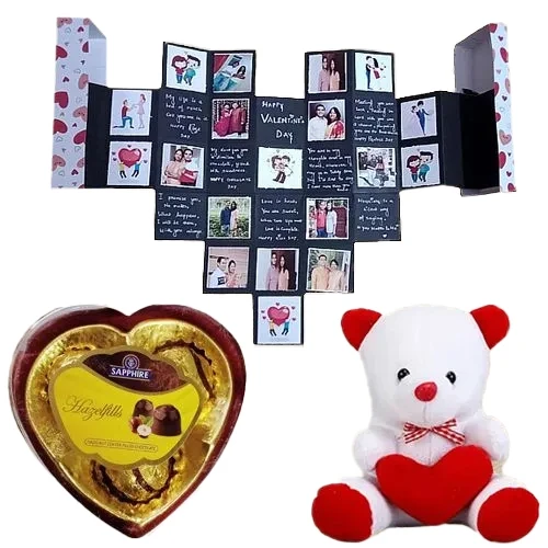 Personalized PopOut Heart Maze Card with Sapphire Hazelfills Chocolate Box n Heart Teddy	