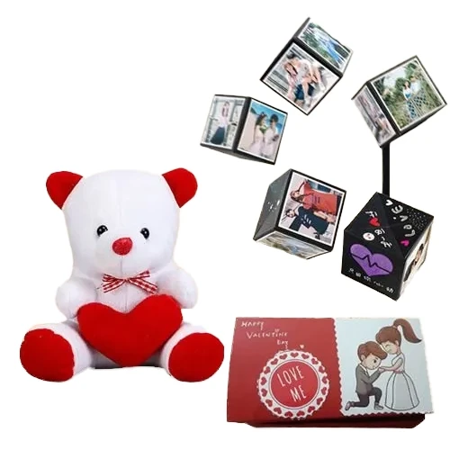 Lovely Personalized Photo PopUp Box with Heart Teddy