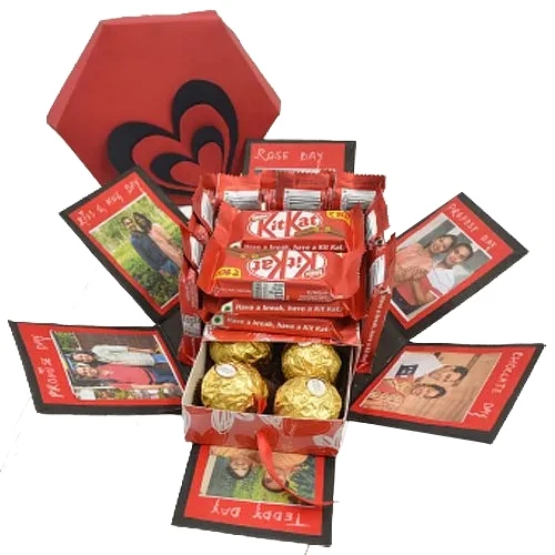 Gorgeous Combo of Personalized Photo Hexagonal Box n Chocolates