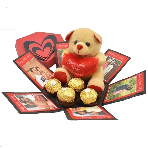 Appealing Personalized Hexagonal Box of Photos n Chocolates