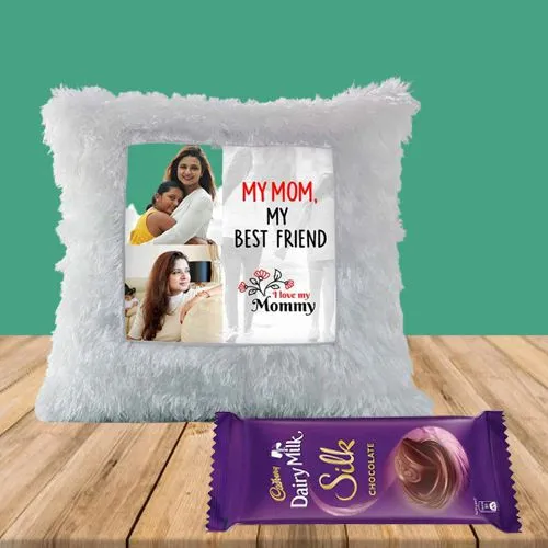 Lovely Personalized Photo LED Cushion with Cadbury Dairy Milk Silk