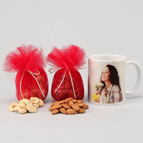 Marvelous Personalized White Mug with Assorted Dry Fruits