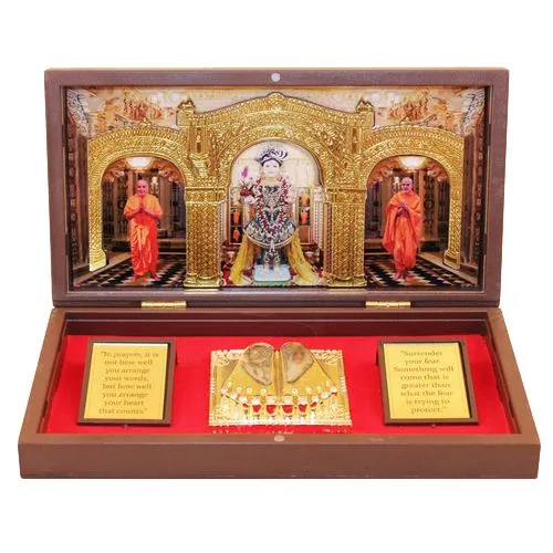Auspicious Swaminarayan Photo Frame with Charan Paduka