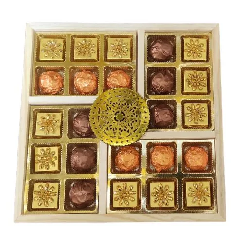 Diwali Gift of Delish Dark Chocolates Wooden Tray
