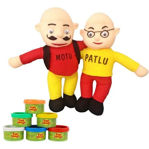 Kids Special Motu Patlu Soft Toy N Funskool Fundough Pack