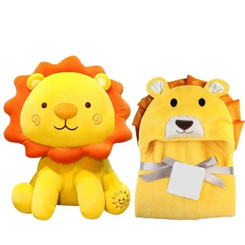 Terrific Pair of Lion Soft Toy N Baby Bath Towel