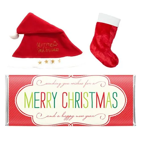 Joyful X-Mas Personalized Choco Bar n Santa Attire