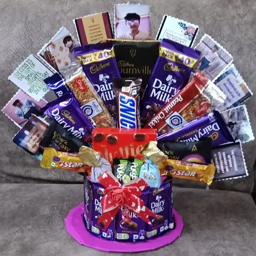 Elegant Personalized Assorted Chocolate Arrangement with Chikki N Photos