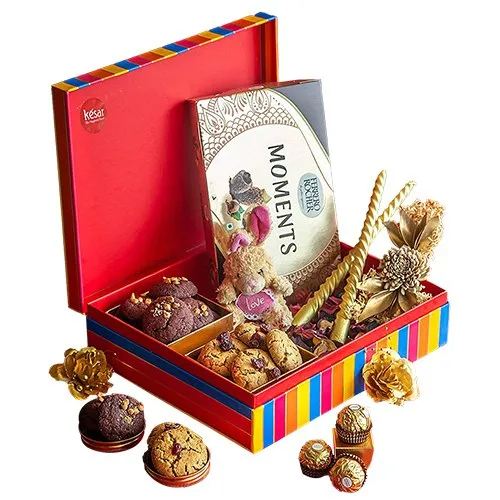 Delectable Cookies with Ferrero Rocher N Teddy Gift Box