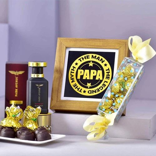 Amazing Dad Frame with Chocolate N Perfume Hamper