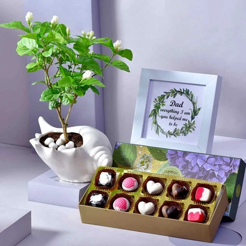 Marvelous Dad Frame with Chocolates N Potted Plant Set