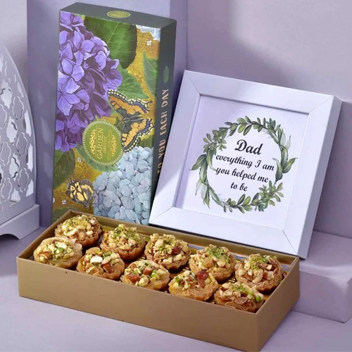 Lavish Baklawa N Dad Appreciation Frame Hamper