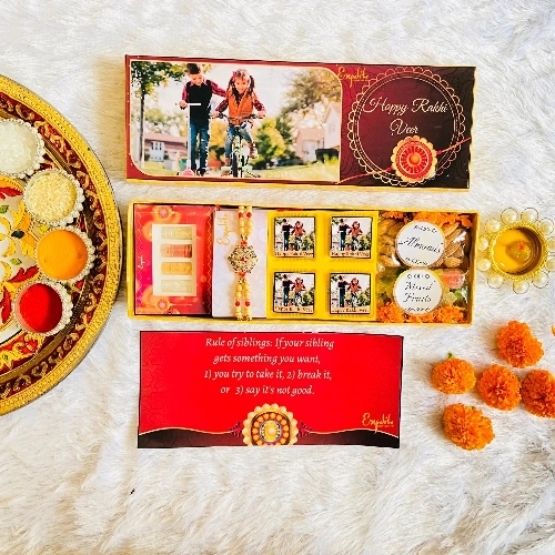 Personalized Combo Gift Set of Rakhi N Treats
