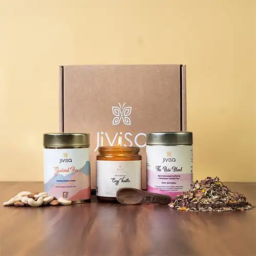 Soothing Candle with Tea N Nuts Hamper