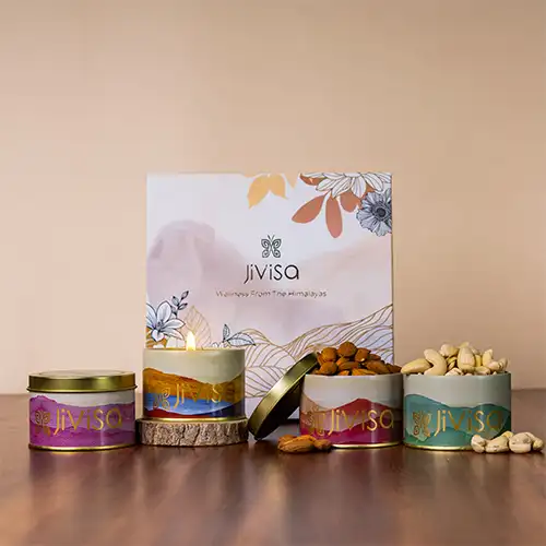 Divine Soy Wax Candle N Gourmet Nuts Gift Set