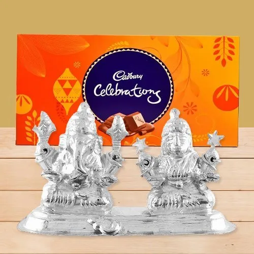Silver Plated Ganesh Lakshmi with Cadbury�s Celebration