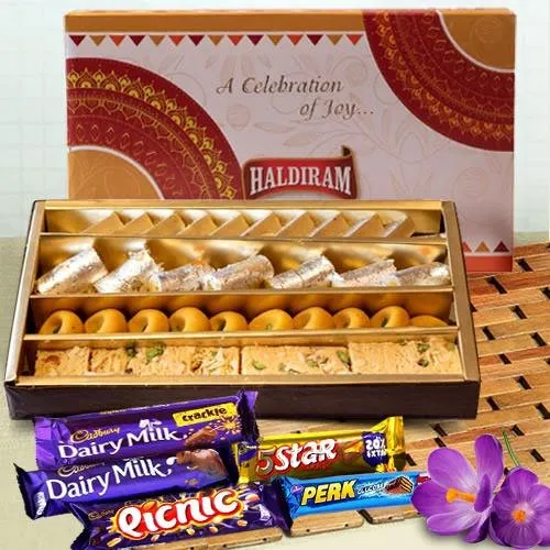 Classy Haldiram Sweets N Cadbury Chocolates Assortments for Mom