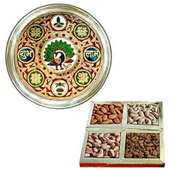 Order Subh Labh Stainless Steel Thali with Mixed Dry Fruits