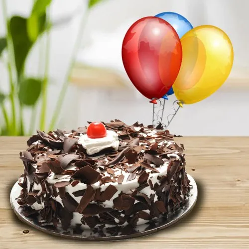 Book Online Black Forest Cake with Balloons
