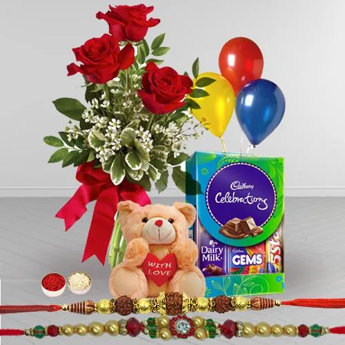 Pure Appreciation Combo Gift Set with Free 2 Rakhis and Roli Tilak Chawal