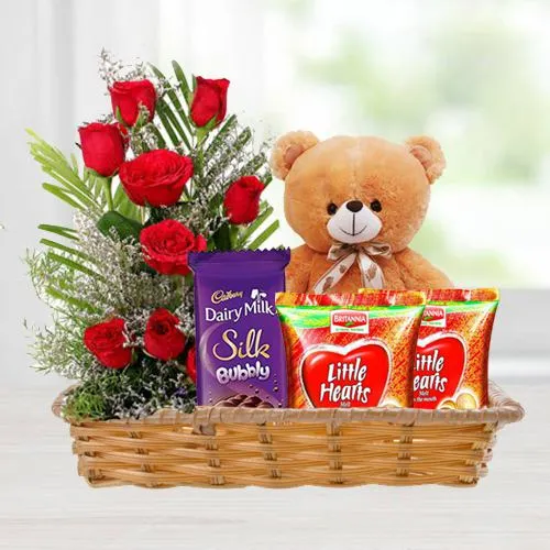 Buy Gift Basket of Love Gifts N Red Roses