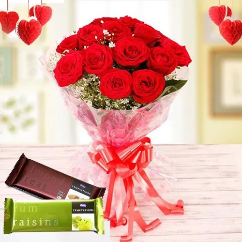 Deliver Rose Bouquet with Cadbury Chocolates