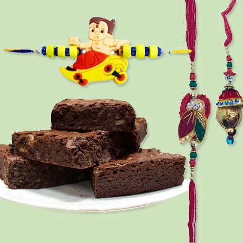 Brownies with Family Set Rakhi