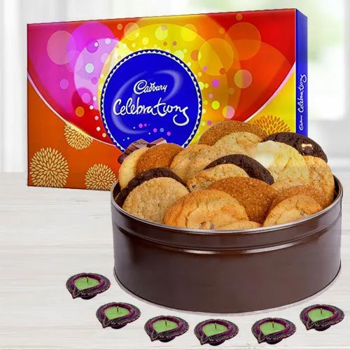 Assorted Cadbury Chocolates with Crunchy Cookies nd Diya