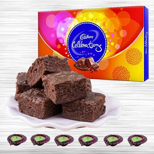 Cadbury Celebration Chocolates with Brownies nd Diya