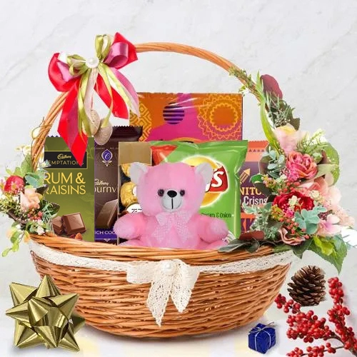 Awesome Christmas Fiesta Gift Basket with Nachos n Teddy