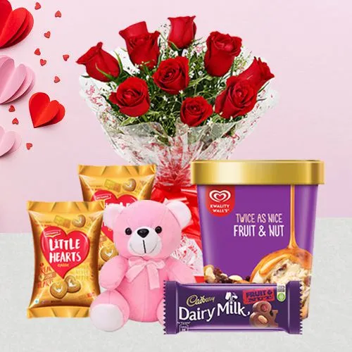 Delicious Kwality Walls Ice Cream, Roses N Teddy with Delectables
