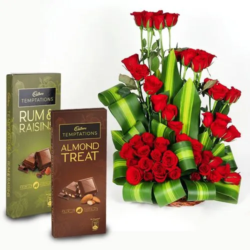 Purely in Love Red Roses Arrangement with Cadbury Temptation