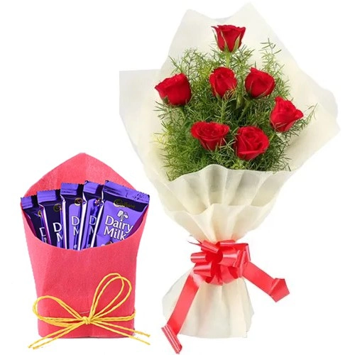 Spectacular Red Roses Bunch with Cadbury Dairy Milk