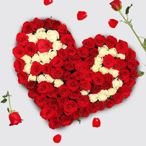 Number Series of Attractive 50 Rose in Heart Shape Arrangement