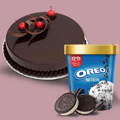 Captivating Combo of Kwality Walls Oreo Ice Cream with Chocolate Truffle Cake