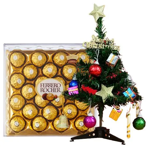 Delectable Ferrero Rocher with Xmas Tree N Decor Set