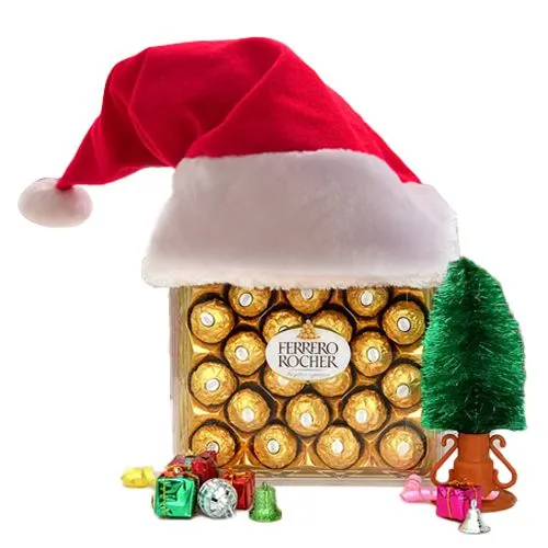 Delicious Ferrero Rocher Chocolate with Christmas Cap N Decor