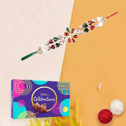 Rakhi, Roli Tilak and Chawal with Cadburys Celebration pack